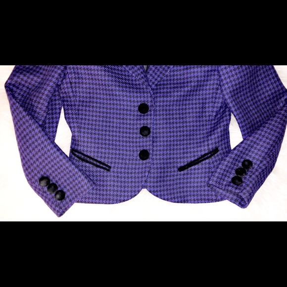 CHRISTIAN DIOR Vintage Purple Houndstooth Blazer - Picture 4 of 11